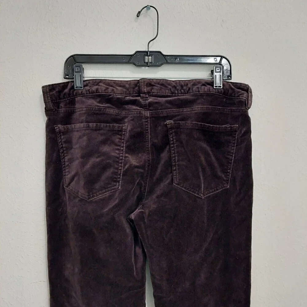 Joe Fresh Brown Corduroy Pants Flat Front Slim Raw Hem Stretch Women's Size‎ 12